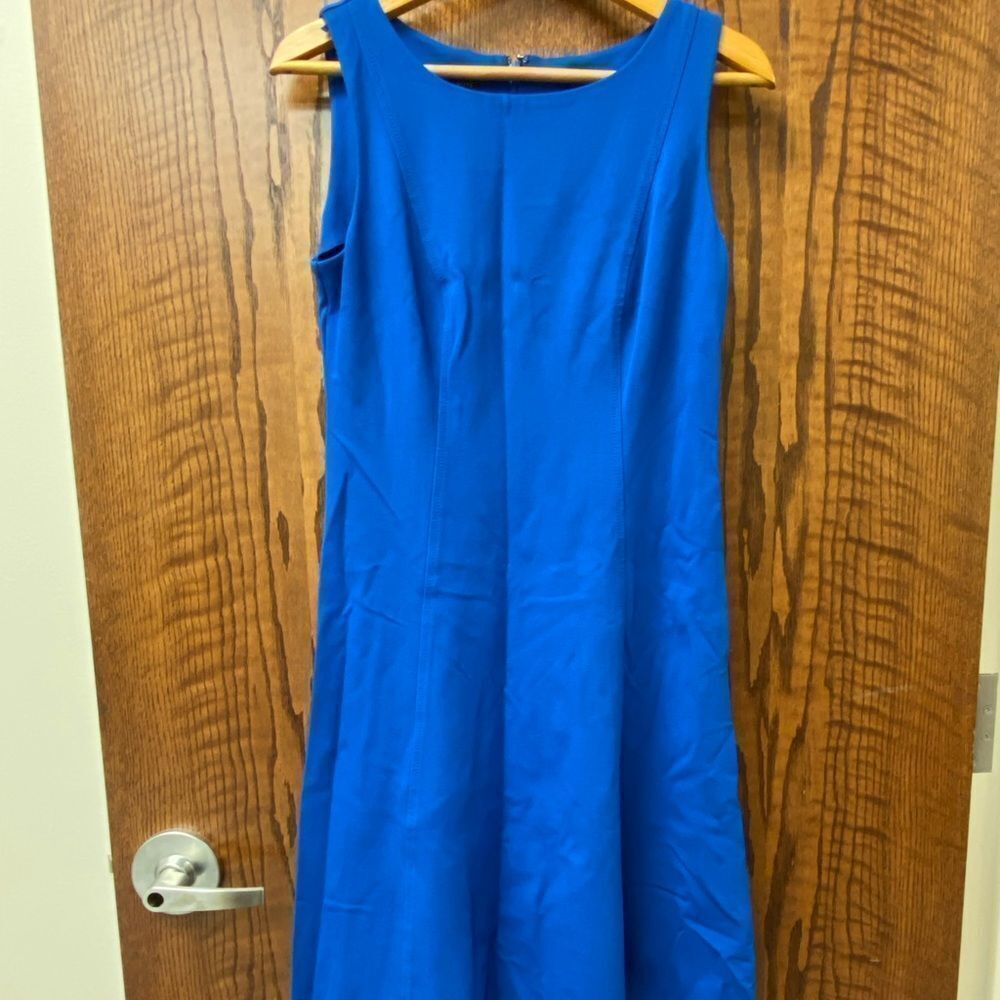 Talbots blue a line sleeveless knit midi dress